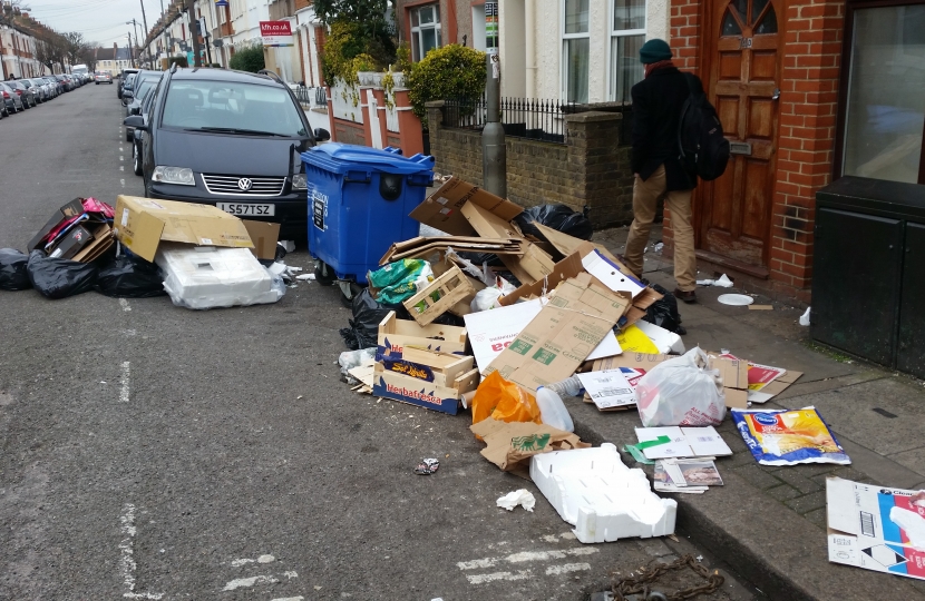 Rubbish slick just off Tooting High Street