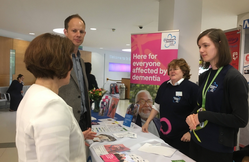 Dan discusses Dementia Awareness Week at St George's Hospital with Minister Jane Ellison MP