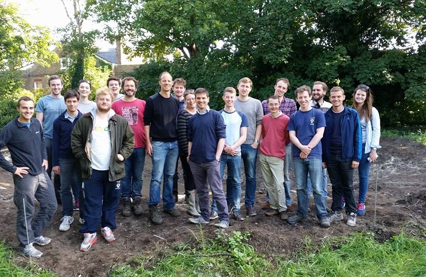 Dan's environmental group digging a pond at new community space on Dobbin's Fields