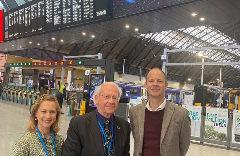 Dan Watkins and the CCAP Team at COP26 in Glasgow Train Station