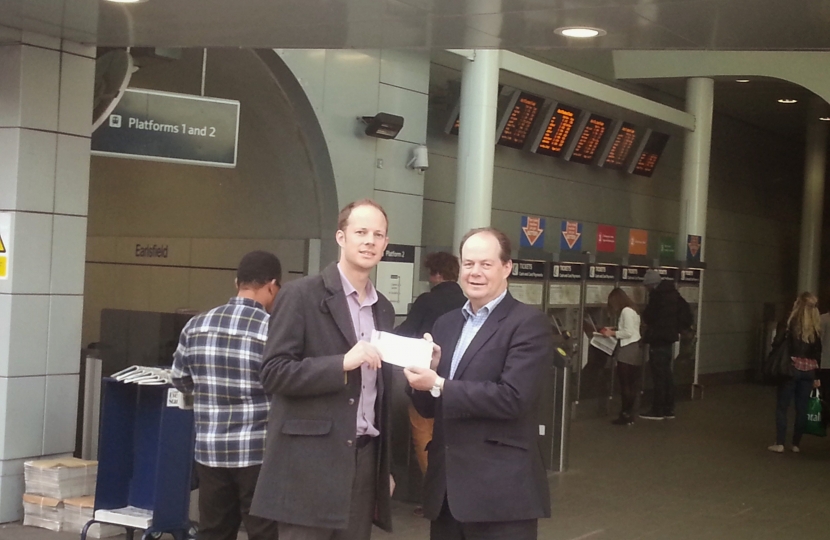 Dan with Stephen Hammond MP at Earlsfield Station