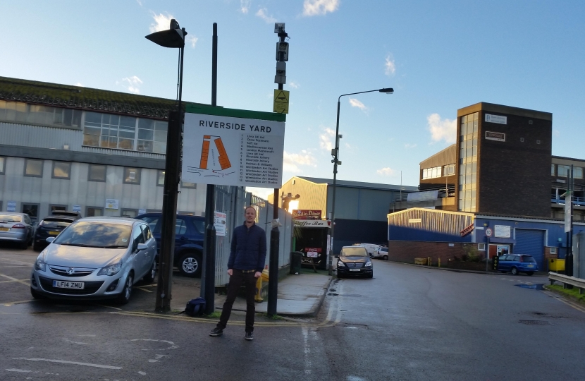 Dan meets businesses at Garrat Park industrial estate, adjacent to the Track