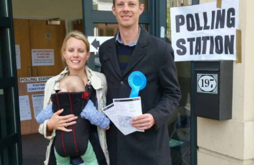 Dan, Tam and Harry at Tooting Polling station
