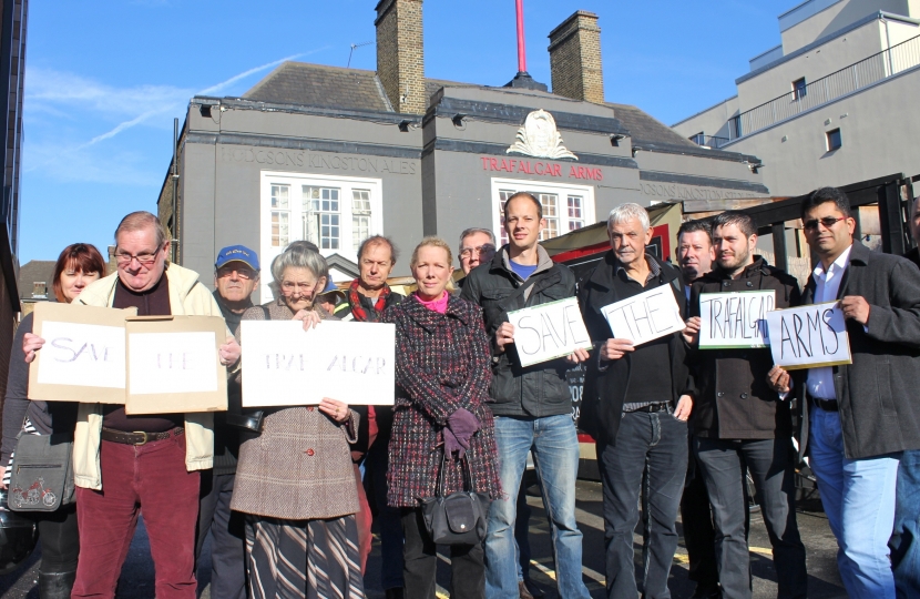Campaigners protest against the pub's closure in 2013