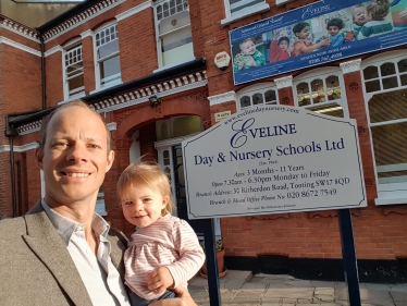 Dan and his daughter Florence outside a local nursery