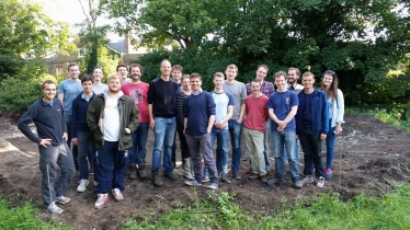 Dan's environmental group digging a pond at new community space on Dobbin's Fields
