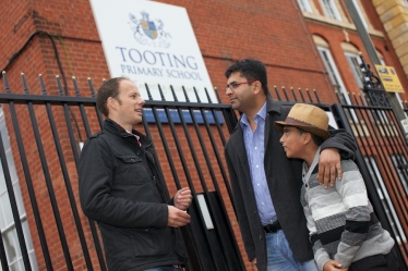 Dan outside one of Tooting's successful new schools
